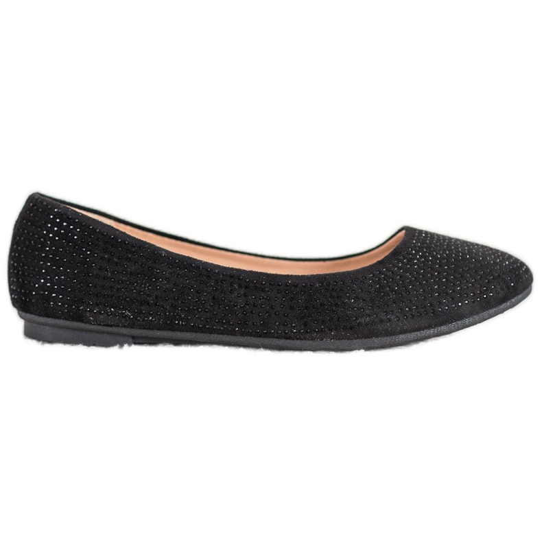 Diamantique Suede ballerinas with crystals black
