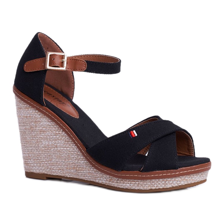 SEA Women's Sandals On Wedge Black LaMane brown