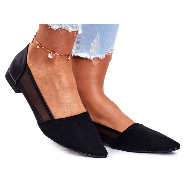 EVE Women's Ballerinas With Mesh Suede Black Fibe