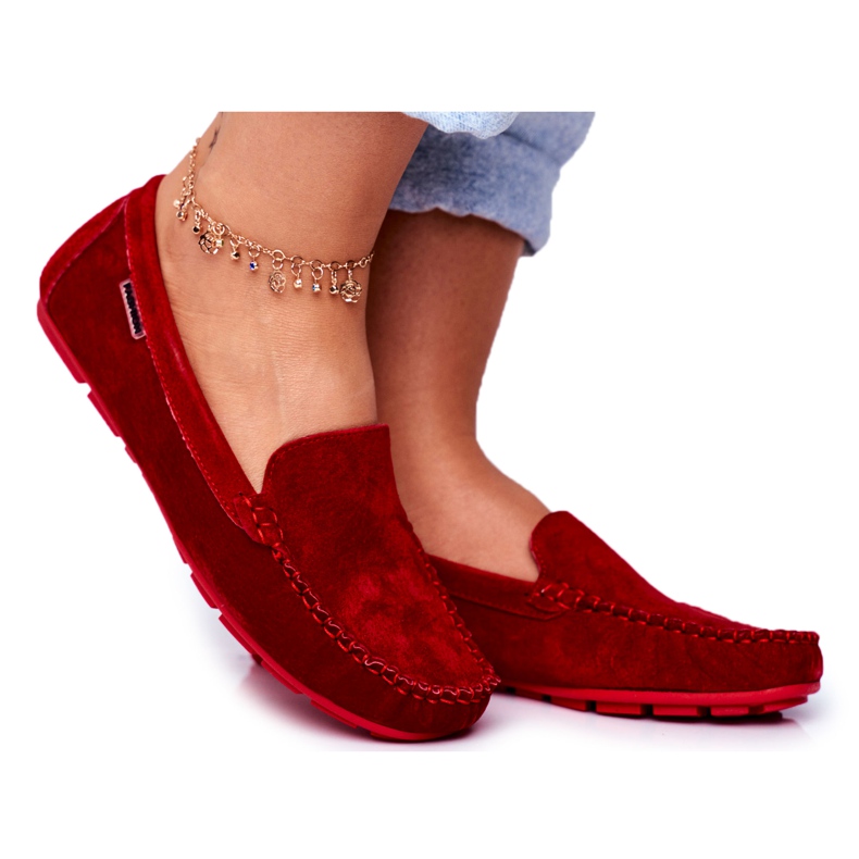 Vinceza Women's Loafers Suede leather Red Papito