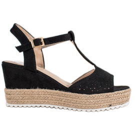 Small Swan Openwork Espadrilles sandals black Small Swan Openwork Espadrilles sandals black