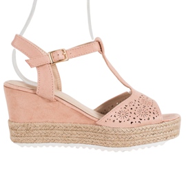 Small Swan Openwork Espadrilles sandals pink Small Swan Openwork Espadrilles sandals pink