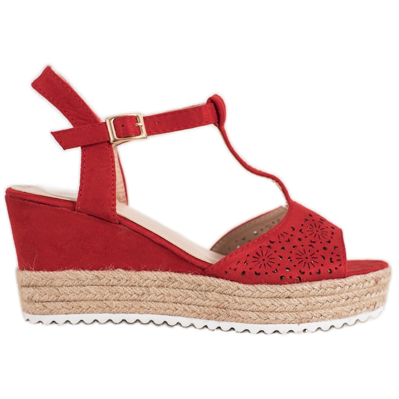 Small Swan Openwork Espadrilles sandals red