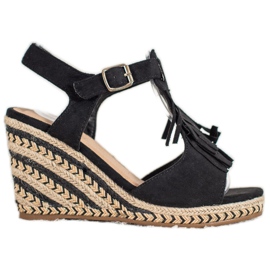 Small Swan Suede wedges with fringes black Small Swan Suede wedges with fringes black