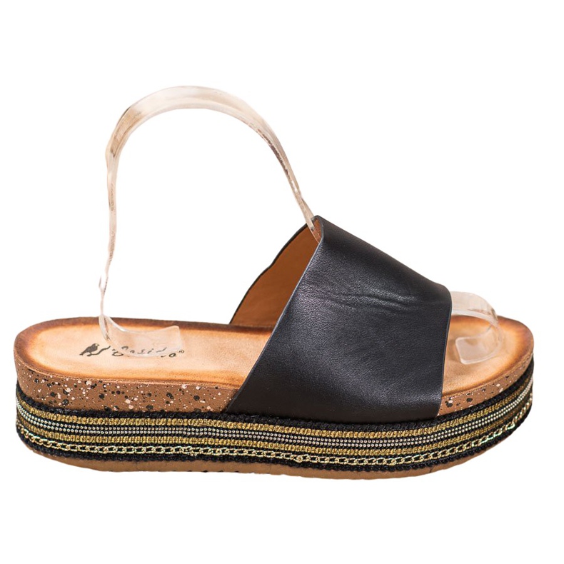 SHELOVET Black Slippers On The Platform