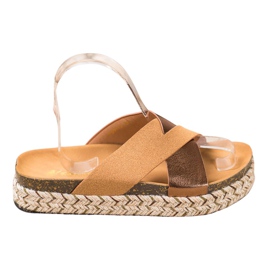 SHELOVET Slippers On The Platform brown yellow