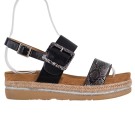 SHELOVET Sandals On The Snake Print Platform black