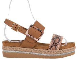 SHELOVET Sandals On The Snake Print Platform brown
