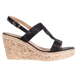 Renda Elegant wedge sandals black