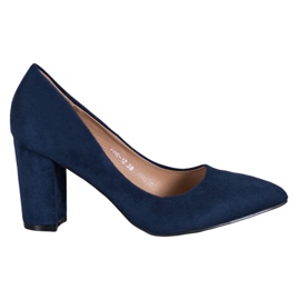 SHELOVET Suede High Heels navy blue blue