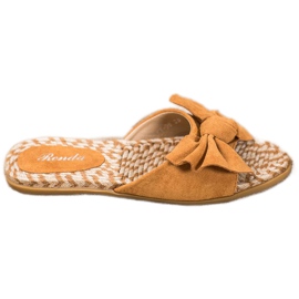 Renda Elegant Slippers With A Bow brown