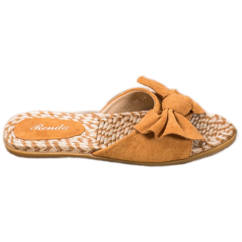 Renda Elegant Slippers With A Bow brown