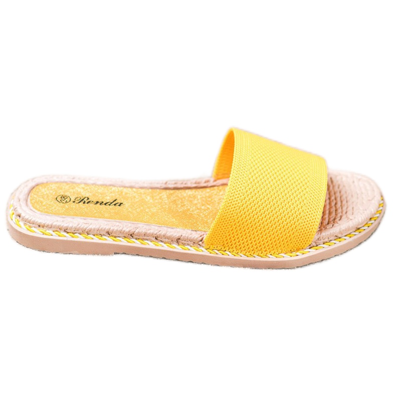 Renda Textile Yellow Slippers