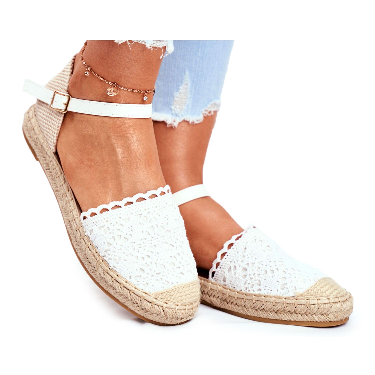 Women s Espadrilles On White Linen Platform Vienna