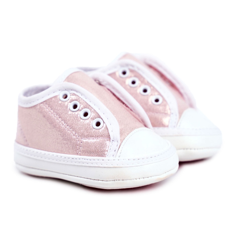Apawwa Children's Sneakers Velcro With Brocade Baptism Pink Milley