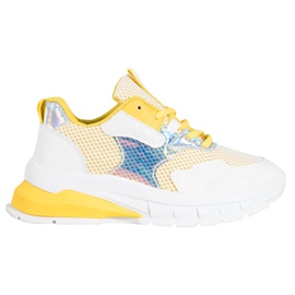 SHELOVET Sneakers With Mesh white multicolored yellow SHELOVET Sneakers With Mesh white multicolored yellow