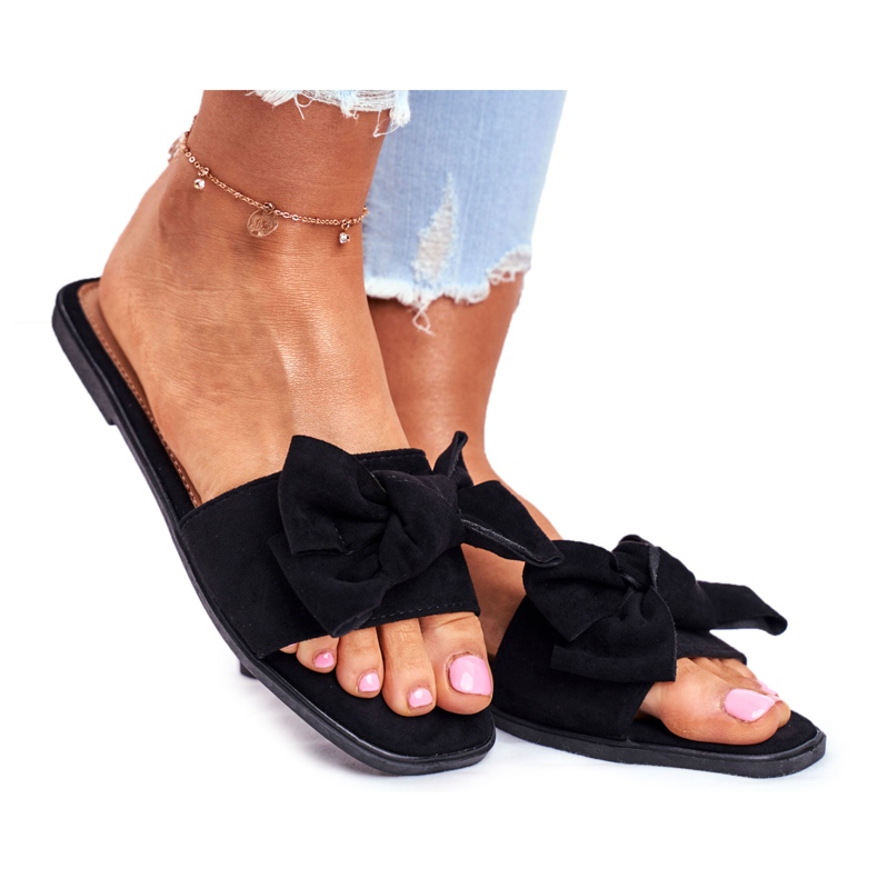 Malaysia Women's Slippers With Black Bows Malaysia Women's Slippers With Black Bows