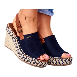 Women's Sandals On Wedge Big Star Navy Blue FF274980 brown Women's Sandals On Wedge Big Star Navy Blue FF274980 brown