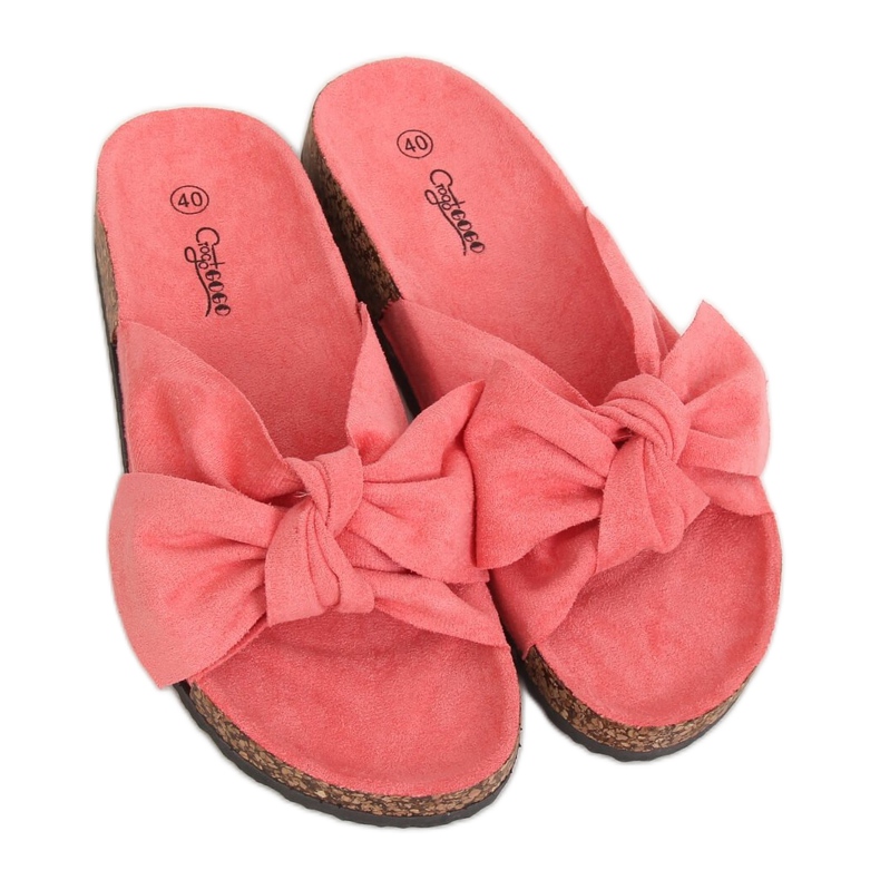 Coral cork slippers G-580 Coral pink