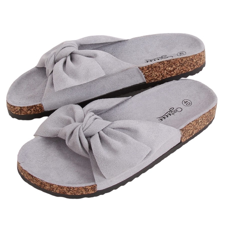 Gray cork slippers G-580 Gray grey