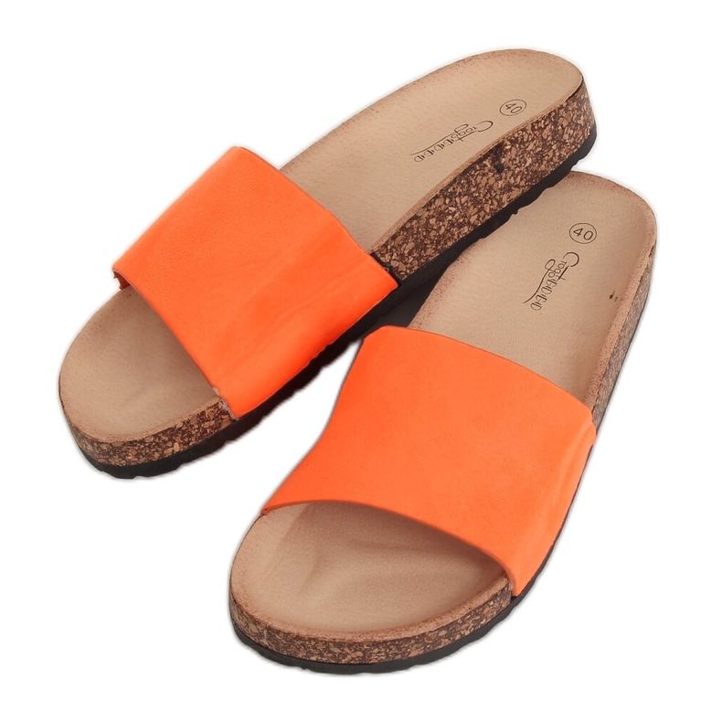 Orange G-572 Orange cork sole slippers