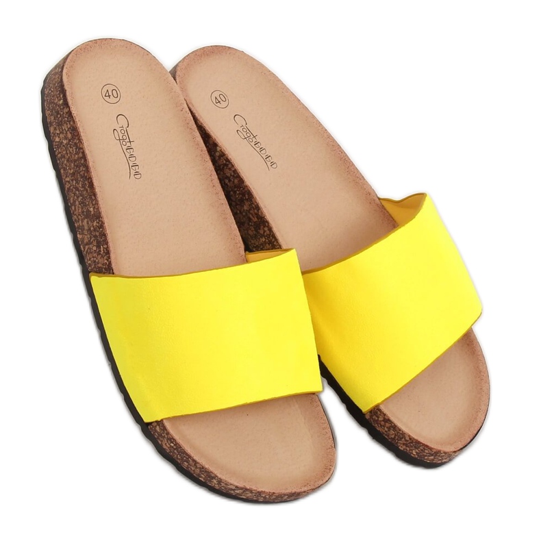 Yellow G-572 Yellow cork sole slippers Yellow G-572 Yellow cork sole slippers