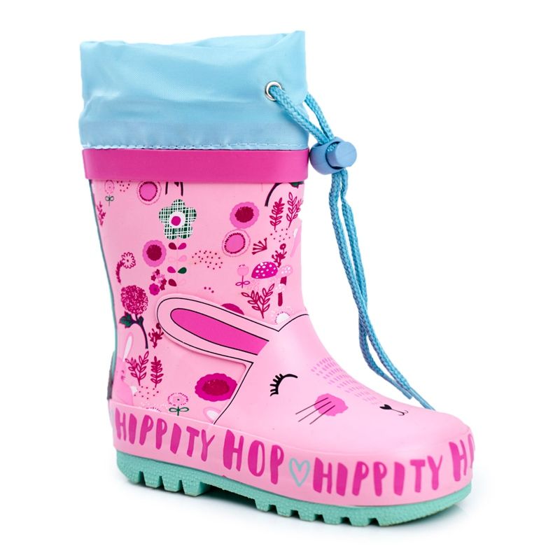 Bl&Ki Children's Rubber Rain Boots Pink Rabbit Hippity Hop