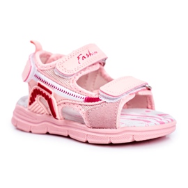 PL1 Children's Sandals with Velcro Pink Grobino
