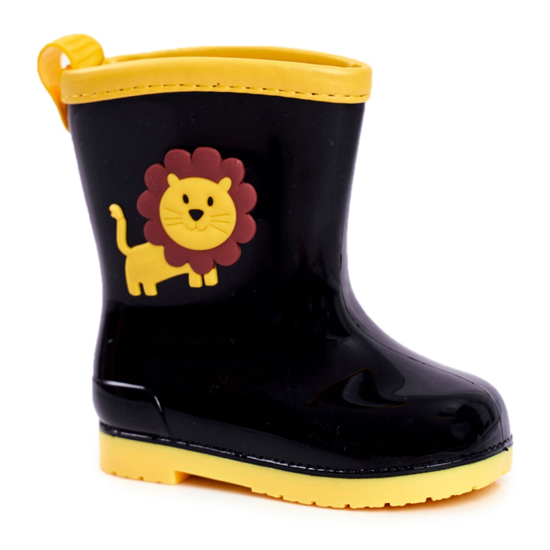 Children's Black Rubber Galoshes Lion