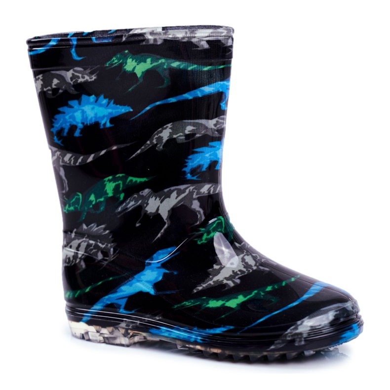 Children's Black Rubber Galoshes Dinosaur