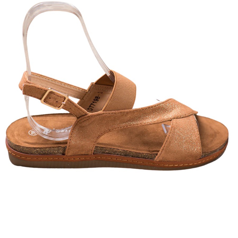 SHELOVET Comfortable Sandals With Glitter brown