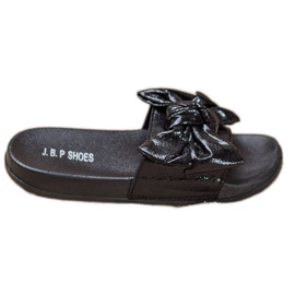 SHELOVET Shiny Slippers With A Bow black