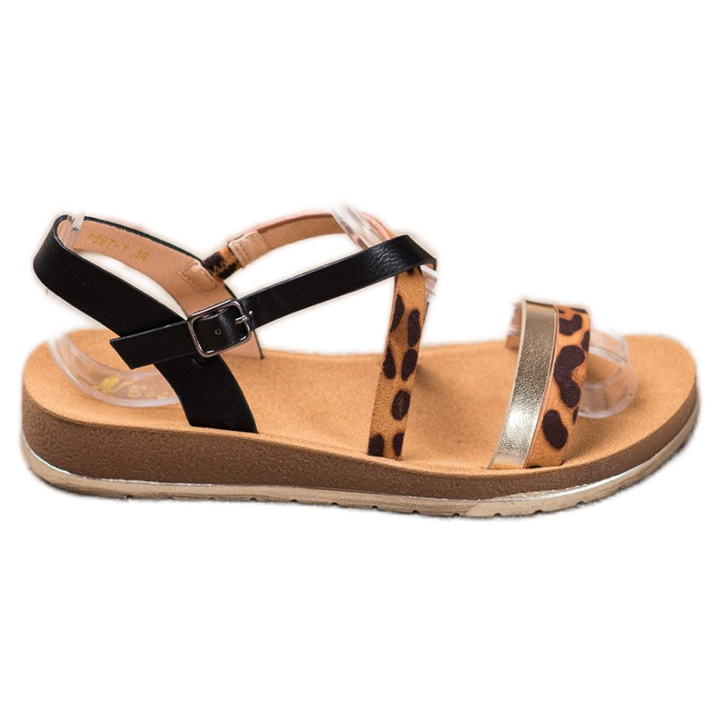 SHELOVET Leopard Print sandals brown black