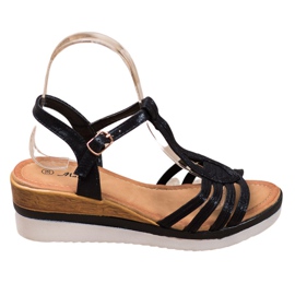 Mannika Comfortable wedge sandals black