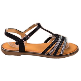 Mannika Elegant Sandals With Crystals black Mannika Elegant Sandals With Crystals black