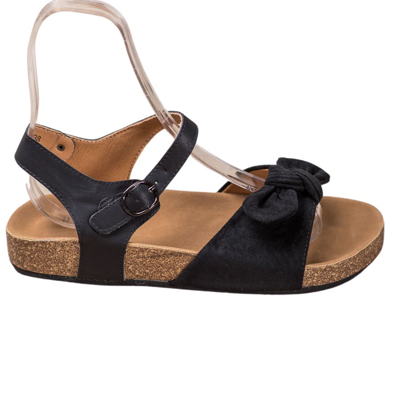 SHELOVET Suede Sandals With A Bow black