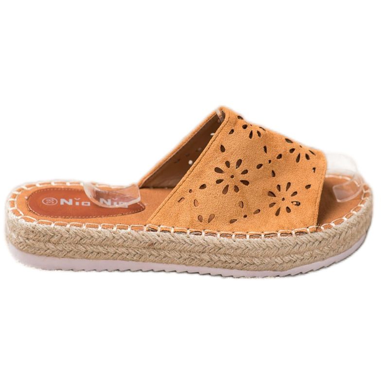 Nio Nio Slippers On A Straw Platform brown