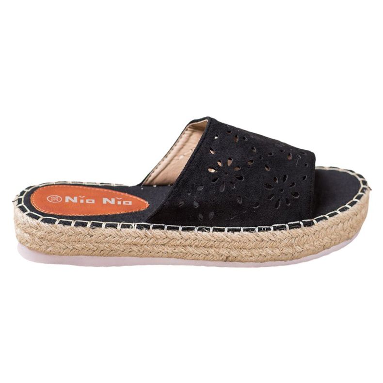 Nio Nio Slippers On A Straw Platform black