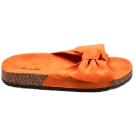 Renda Comfortable Slippers With A Bow orange Renda Comfortable Slippers With A Bow orange