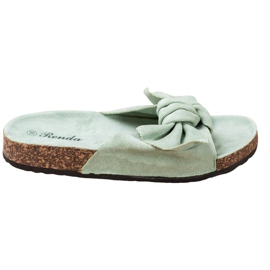 Renda Comfortable Slippers With A Bow green