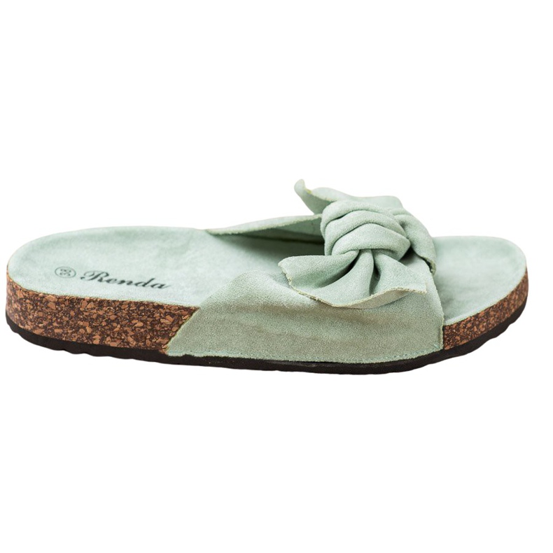 Renda Comfortable Slippers With A Bow green