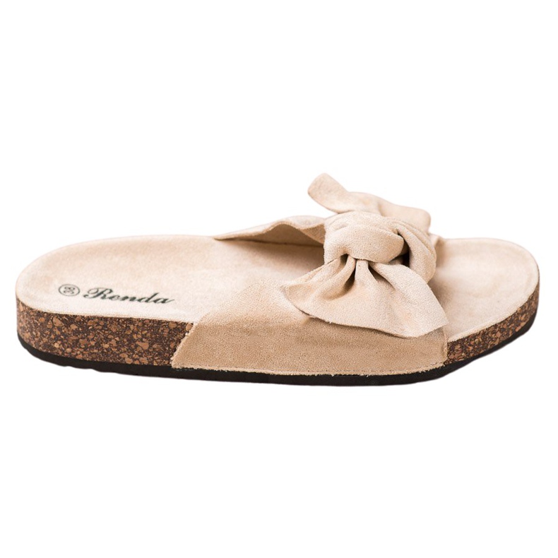 Renda Comfortable Slippers With A Bow brown