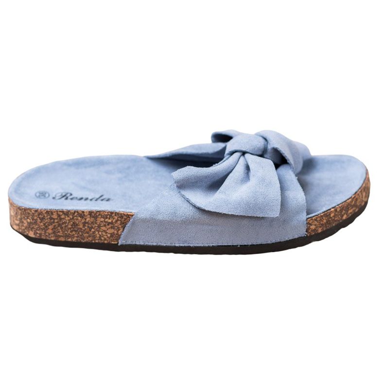 Renda Comfortable Slippers With A Bow blue