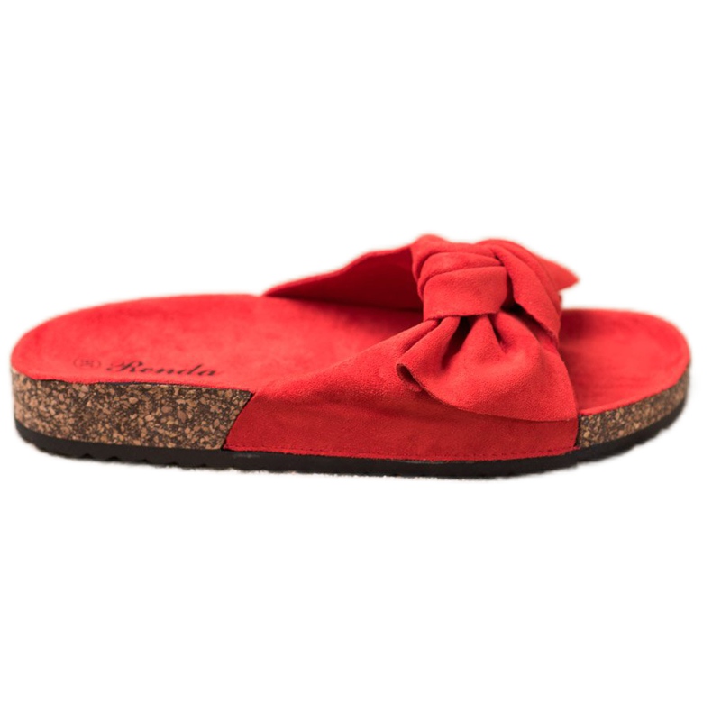 Renda Comfortable Slippers With A Bow red