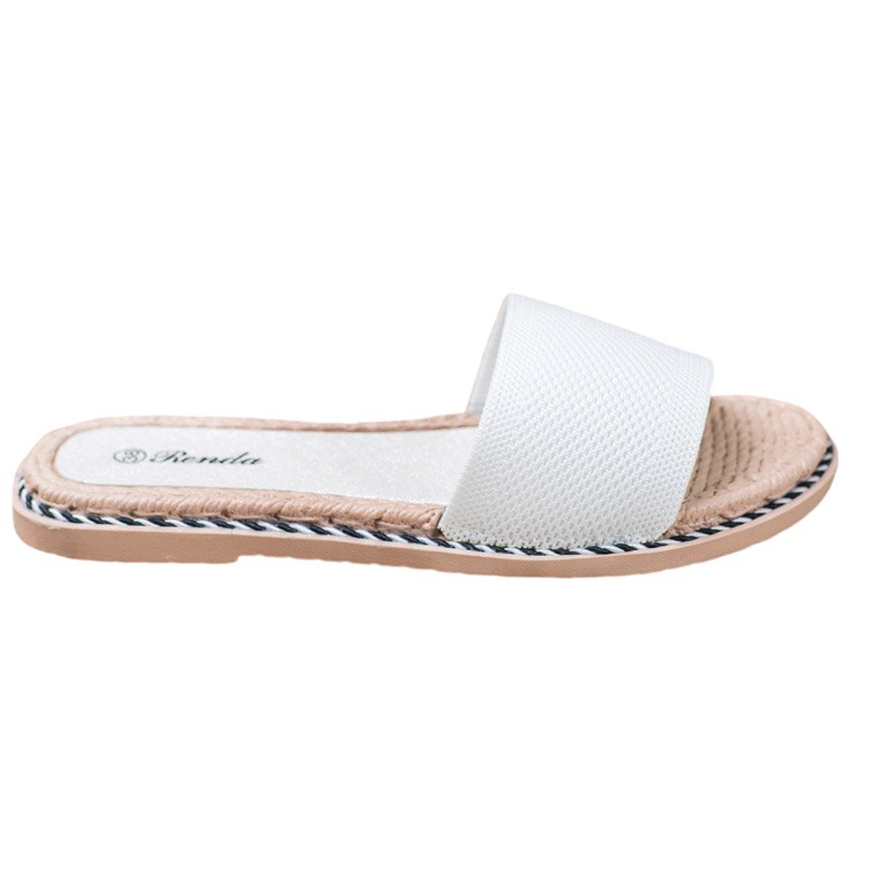 Renda Textile White Slippers