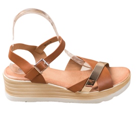 Renda Wedge Sandals brown