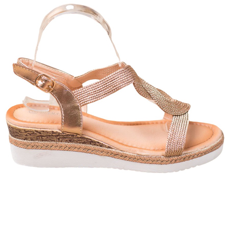 Diamantique Textile Wedge Sandals golden