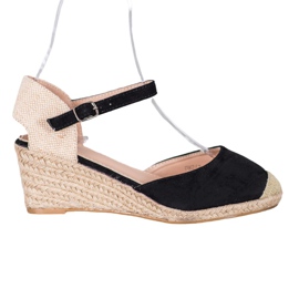 Small Swan Wedge Espadrilles black