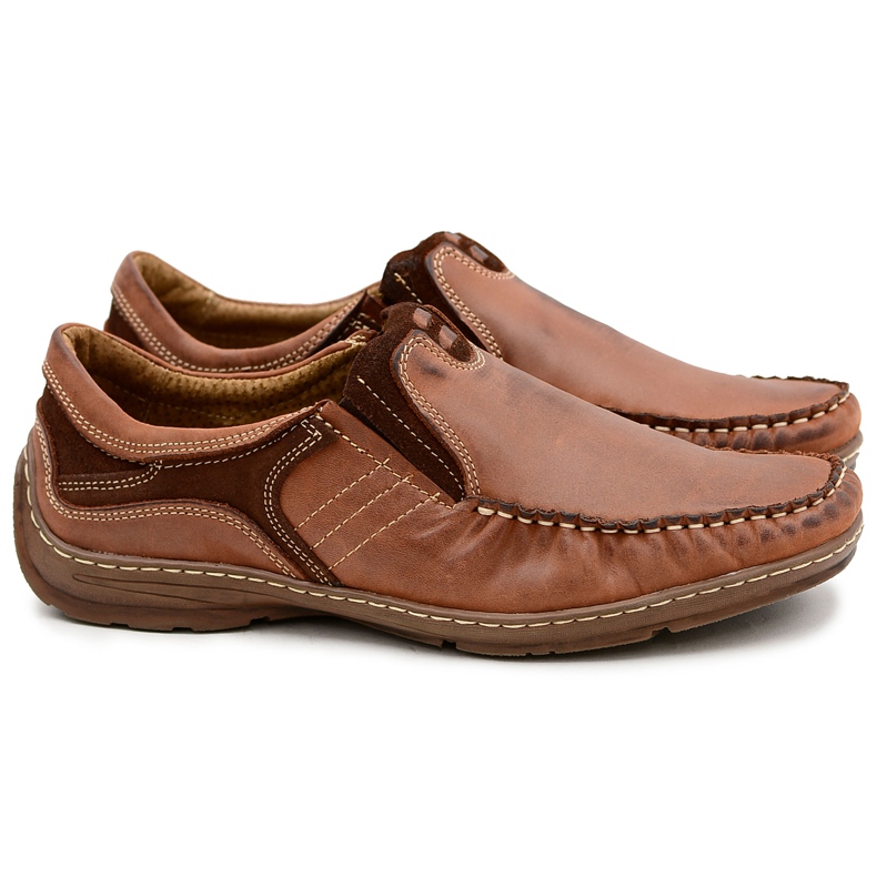 KOMODO Classic Men's Leather Loafers Brown Pedro