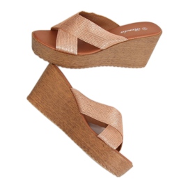Champagne wedge slippers 10-235 Champagne beige